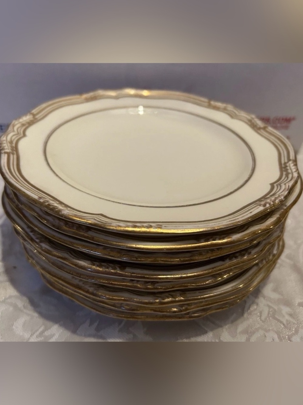 Tiffany & Company cream and Gold Rim china 6” Bread Butter Plates set of 8 SPODE